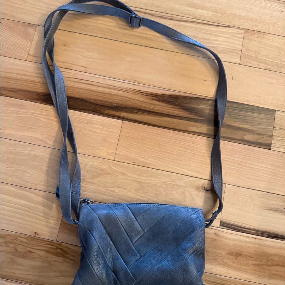 Blue Leather Crossbody Bag